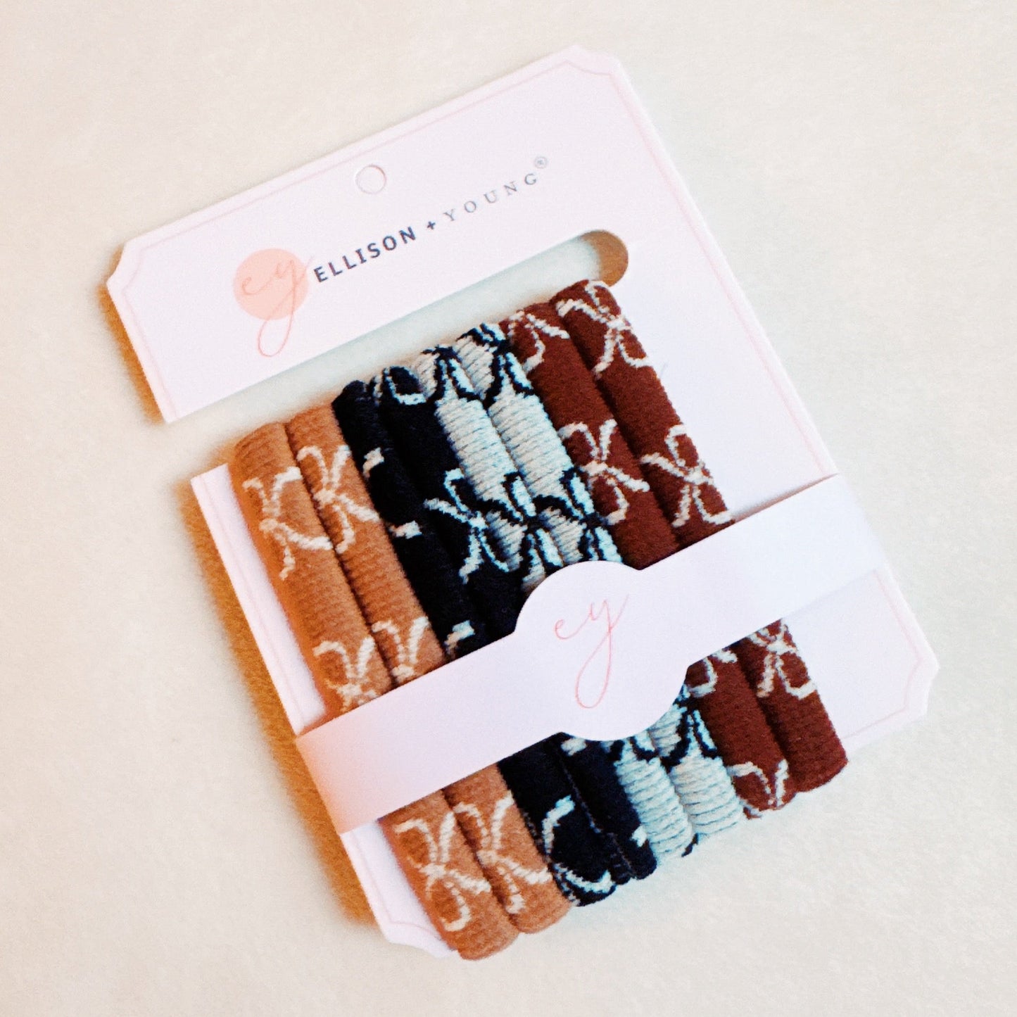 Bow Patterned Hair Ties Set Of 8-2