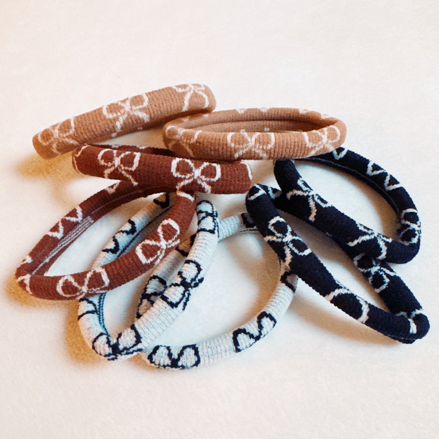 Bow Patterned Hair Ties Set Of 8-1
