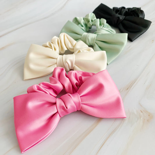 Satin Bow Tie Hair Scrunch-0
