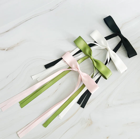 Ballerina Slim Bow Hair Clip Set Of 4-0